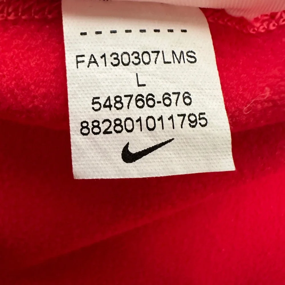 Nike Pro‎ Dri FIT Hoodie Women's Large Red Long Sleeve with Thumbholes Athletic